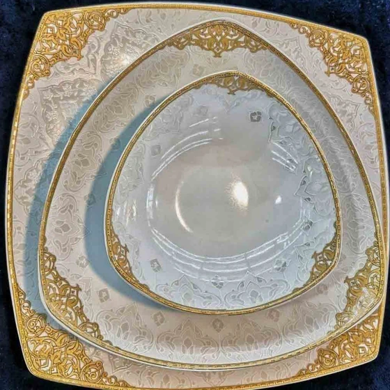 سرویس چینی پردیس ۶ نفره طرح بوگاتی طلایی